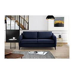 HEXAGONE Canape convertible couchage express - 3 places - Velours bleu nuit - L 182 x P 85 x H 97 cm - CLYDE