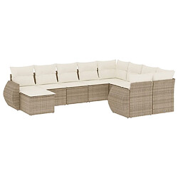 vidaXL Salon de jardin avec coussins 10 pcs beige résine tressée