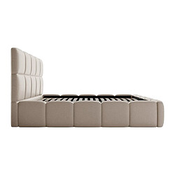 Lit coffre 140 x 190 cm - Tissu chiné - Beige + Matelas - DAMADO de Pascal Morabito pas cher