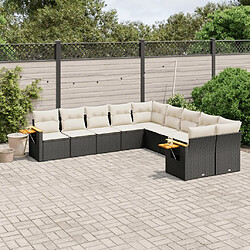 Maison Chic Salon de jardin 10 pcs avec coussins, Ensemble Tables et chaises d'extérieur noir résine tressée -GKD355774