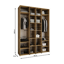 Acheter Abiks Meble Armoire à portes battantes Como 3 245,5/180/50 4 portes (blanc/noir)