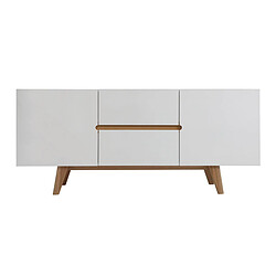 Miliboo Buffet scandinave blanc brillant et frêne 160cm MELKA 