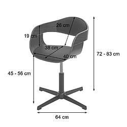 Avis Mendler Lot de 6 chaises de salle à manger HWC-H46, chaise, réglable en hauteur mécanisme de rotation bois courbé MVG ~ aspect noyer similicuir noir