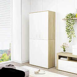 vidaXL Armoire à chaussures Blanc et chêne sonoma Bois d'ingénierie 