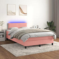 Sommier à lattes LED,Cadre à lattes de lit avec matelas pour Adulte Rose 120x200cm Velours -MN38293