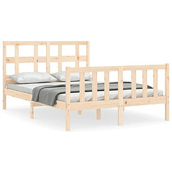 Maison Chic Cadre/structure de lit avec tête de lit pour adulte - Lit Moderne Chambre 120x200 cm bois massif -MN72899