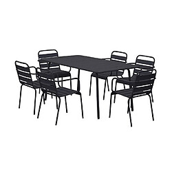 Mes Ensemble table de jardin + 6 fauteuils en métal gris - BACA