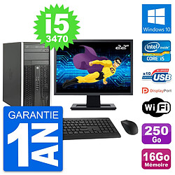 PC Tour HP Pro 6300 CMT Ecran 22" i5-3470 RAM 16Go Disque 250Go Windows 10 Wifi · Occasion 