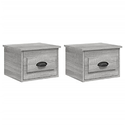 vidaXL Tables de chevet murales 2 pcs sonoma gris 41,5x36x28 cm