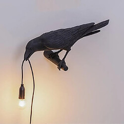 Universal Lampe murale oiseau italienne moderne résine blanc noir lumière pour la chambre couvre-lit chambre décoration luminaire led (mur noir à droite) 