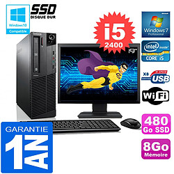 PC Lenovo M92p SFF Core I5-2400 Ram 8Go Disque 480 Go SSD Wifi W7 Ecran 19" - Occasion