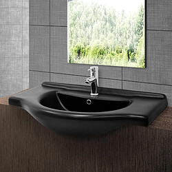 ML DESIGN MODERN LIVING Lavabo en céramique noir mat vasque encastre pour salle de bain 870x505x225 mm