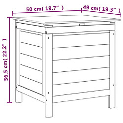 vidaXL Boîte de rangement de jardin 50x49x56,5 cm bois massif de sapin pas cher