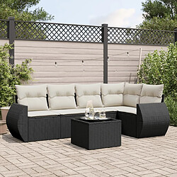 Maison Chic Salon de jardin 6 pcs avec coussins | Ensemble de Table et chaises | Mobilier d'Extérieur noir résine tressée -GKD70592