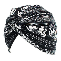 Avis Femmes Coton Turban Head Wrap Chemo Chute De Cheveux Casquettes De Sommeil Éléphant Noir