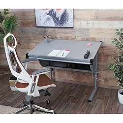 Mendler Bureau enfant Oxford, plateau inclinable, hauteur réglable ~ blanc