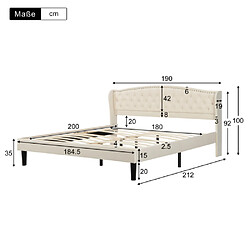 Avis ComfortXL Lit Rembourré Doux Et Élégant, 180*200cm, Beige