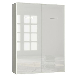 Inside 75 Armoire lit escamotable SMART-V2 structure blanc mat, façade Gloss blanc brillant 160*200 cm 