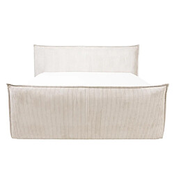 Vente-Unique Ensemble complet boxspring tête de lit + sommiers coffre + matelas + surmatelas - 2 x 80 x 200 cm - Velours côtelé - Ivoire - RHODA de PALACIO pas cher