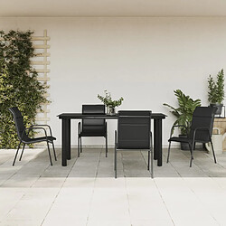 vidaXL Ensemble à manger de jardin 5 pcs noir textilène et acier