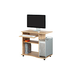 Alter Mini bureau, couleur chêne, avec roulettes, 80x50x75 cm