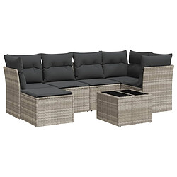 vidaXL Salon de jardin avec coussins 7 pcs gris clair résine tressée