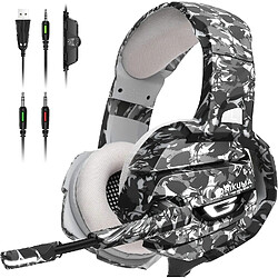 Universal Casque de jeu Casque PS4 - Casque de jeu pour PS5 Xbox Un PC, avec son surround 7.1, microphone à suppression de bruit, lumière LED et Mac, pour (un) (casque de jeu, avec)