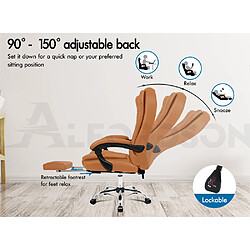 ALFORDSON Fauteuil Bureau Massage Siège D'ordinateur Dxécutif Chauffant Brun pas cher