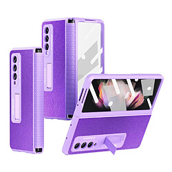 Coque en TPU + PU anti-chute avec béquille pour votre Samsung Galaxy Z Fold4 5G - violet