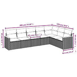 Acheter vidaXL Salon de jardin avec coussins 7 pcs gris résine tressée