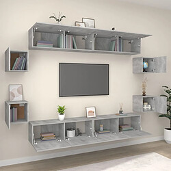 Avis Maison Chic Ensemble de meubles TV 8 pcs | Banc TV Moderne pour salon | Meuble de Rangement - Sonoma gris Bois d'ingénierie -MN38673