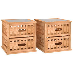 vidaXL Tables de chevet 2 pcs 34x34x34 cm Bois massif de noyer