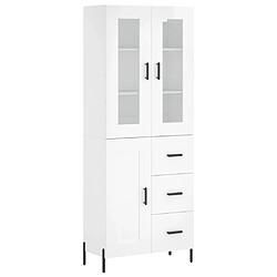 vidaXL Buffet haut Blanc brillant 69,5x34x180 cm Bois d'ingénierie