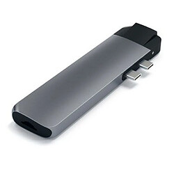 Satechi Hub Double USB-C Pro en Aluminium avec Ethernet et HDMI 4K Gris anthracite