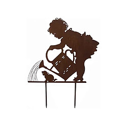 La Grande Prairie Silhouette en fer Petite fille avec arrosoir 50 x 20 x 45 cm. Silhouette en fer Petite fille avec arrosoir 50 x 20 x 45 cm