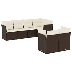 Maison Chic Salon de jardin avec coussins 7 pcs, Ensemble Tables et chaises de jardin, marron résine tressée -GKD954890