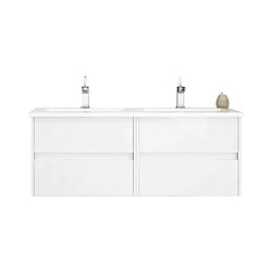 Mennza Meuble LERMA 120 BLANC Meuble de salle de bain suspendu LERMA 120 cm Blanc Brillant