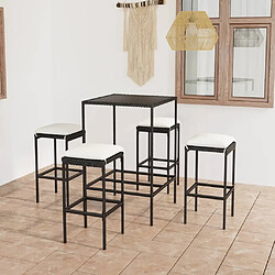 Maison Chic Ensemble de bar de jardin 5 pcs et coussins,Table + chaises + coussins de jardin Résine tressée Noir -GKD134386