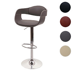 Mendler Tabouret de bar HWC-A47b, chaise de bar tabouret de comptoir, design rétro, bois simili cuir ~ gris-mat