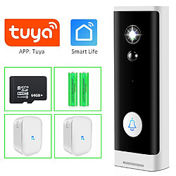 Universal Tuya WiFi 1080P HD Vidéo Interphone Sonnette Intelligent Sécurité Interphone Sonnette Moniteur de vision nocturne(Le noir) 