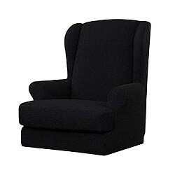 Jacquard Stretch Wing Retour Housse Fauteuil Wingback Canapé Noir pas cher