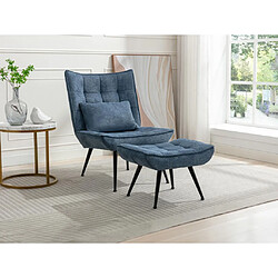 Vente-Unique Fauteuil avec repose-pied en tissu bleu MARACAO 