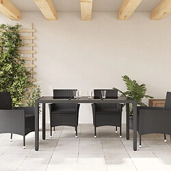 Avis Maison Chic Table de jardin | Table d'extérieur dessus en verre Noir 150x90x75cm Résine tressée -GKD32606