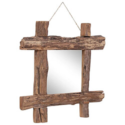 vidaXL Miroir à bûches Naturel 50x50 cm bois de teck recyclé