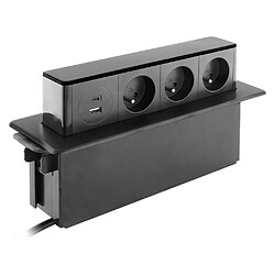 Bloc multiprise encastrable 3x 16A 2P+T avec 2 ports USB - Otio