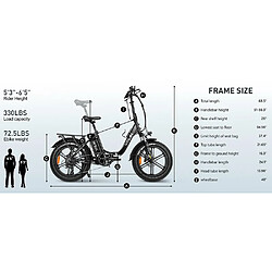 Vitilan U7 2.0 Vélo électrique pliable, gros pneu 20 * 4,0 pouces, 750 W, 48 V 20 Ah – Blanc pas cher