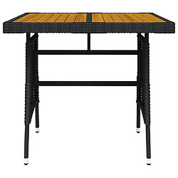 Avis Maison Chic Table de jardin | Table d'extérieur Noir 70x70x72 cm Résine tressée et acacia -GKD30974