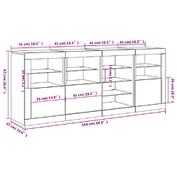 vidaXL Buffet avec lumières LED chêne fumé 164x37x67 cm pas cher