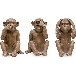 ICONIK INTERIOR Sculpture design décorative 'Trois singes sages' Marron