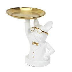 Paris Prix Statuette & Vide-Poche Bulldog II 21cm Blanc 